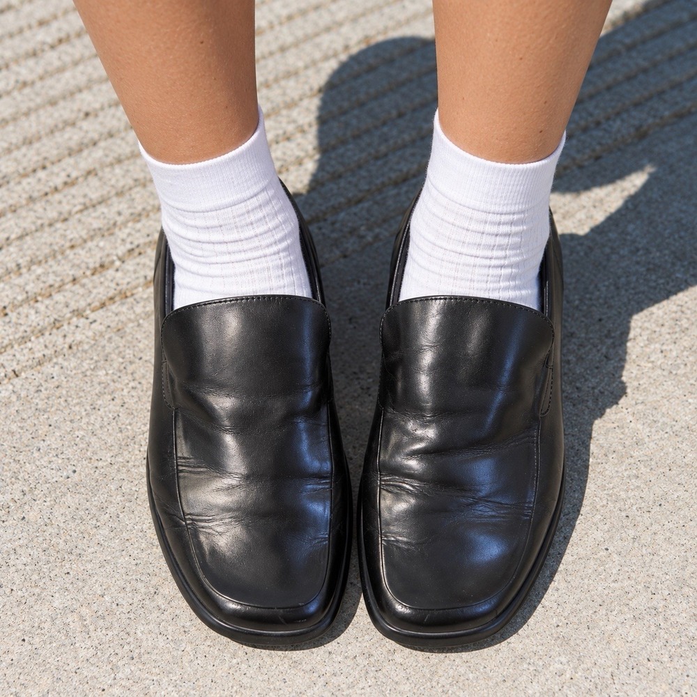 Franco Sarto Loafers Womens 11 Black Leather Slip On Preppy 90s Comfort Retro